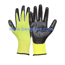 13 Gauge Fluores Poliester Liner Nitrile Glove